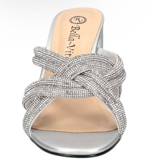 BELLA~VITA CARMEN Women's Crisscross Straps Heel Sandals Silver Size 8.5 WW - Picture 4 of 8